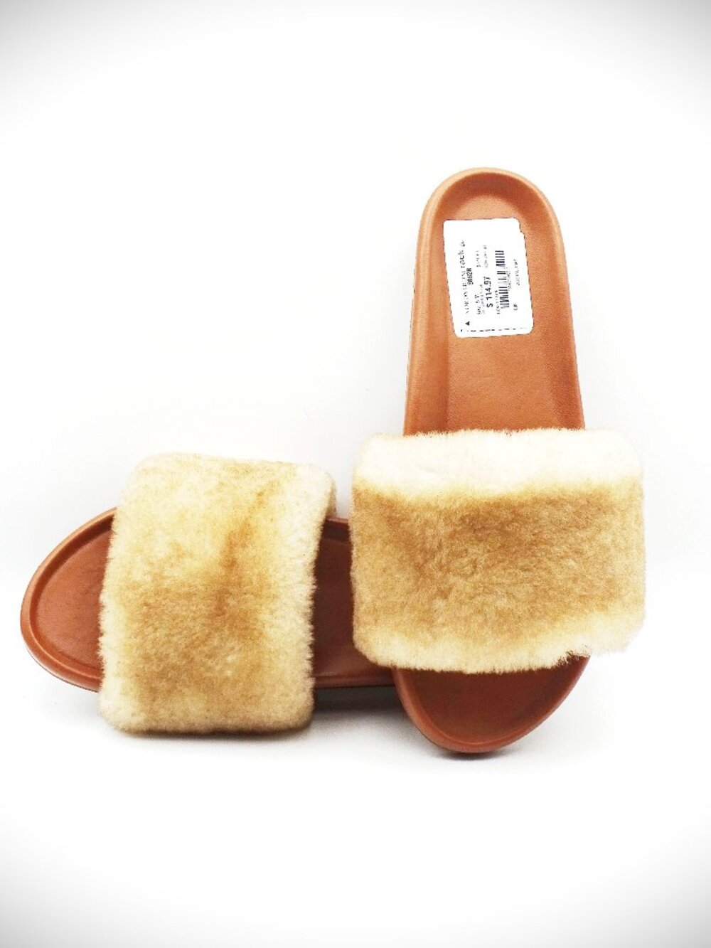 BEEK Gallito Más Genuine Honey Color Shearling Slide Sandal Size 9